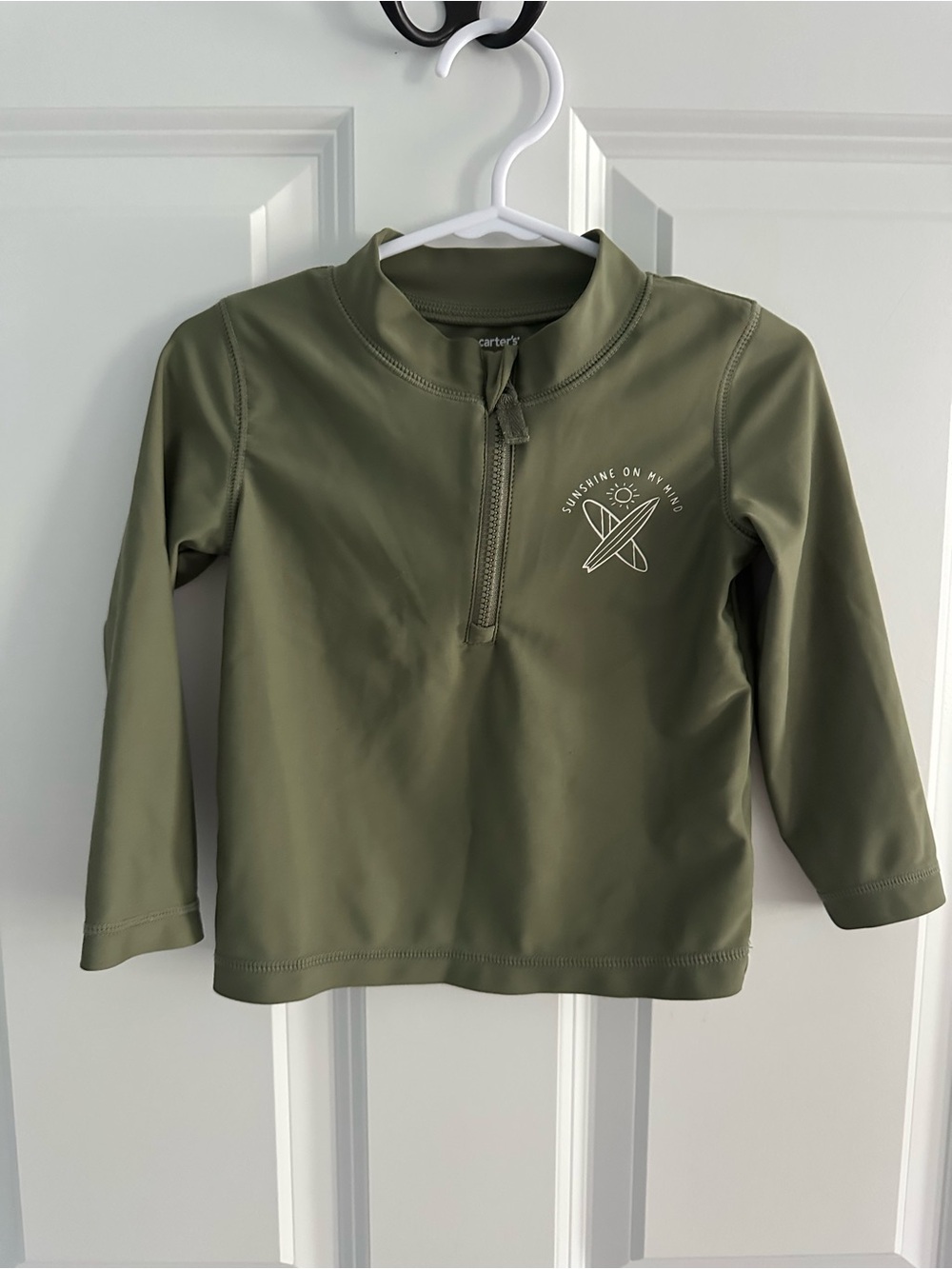 Carter's Olive Green Long-Sleeve Kids Swim Rash Guard